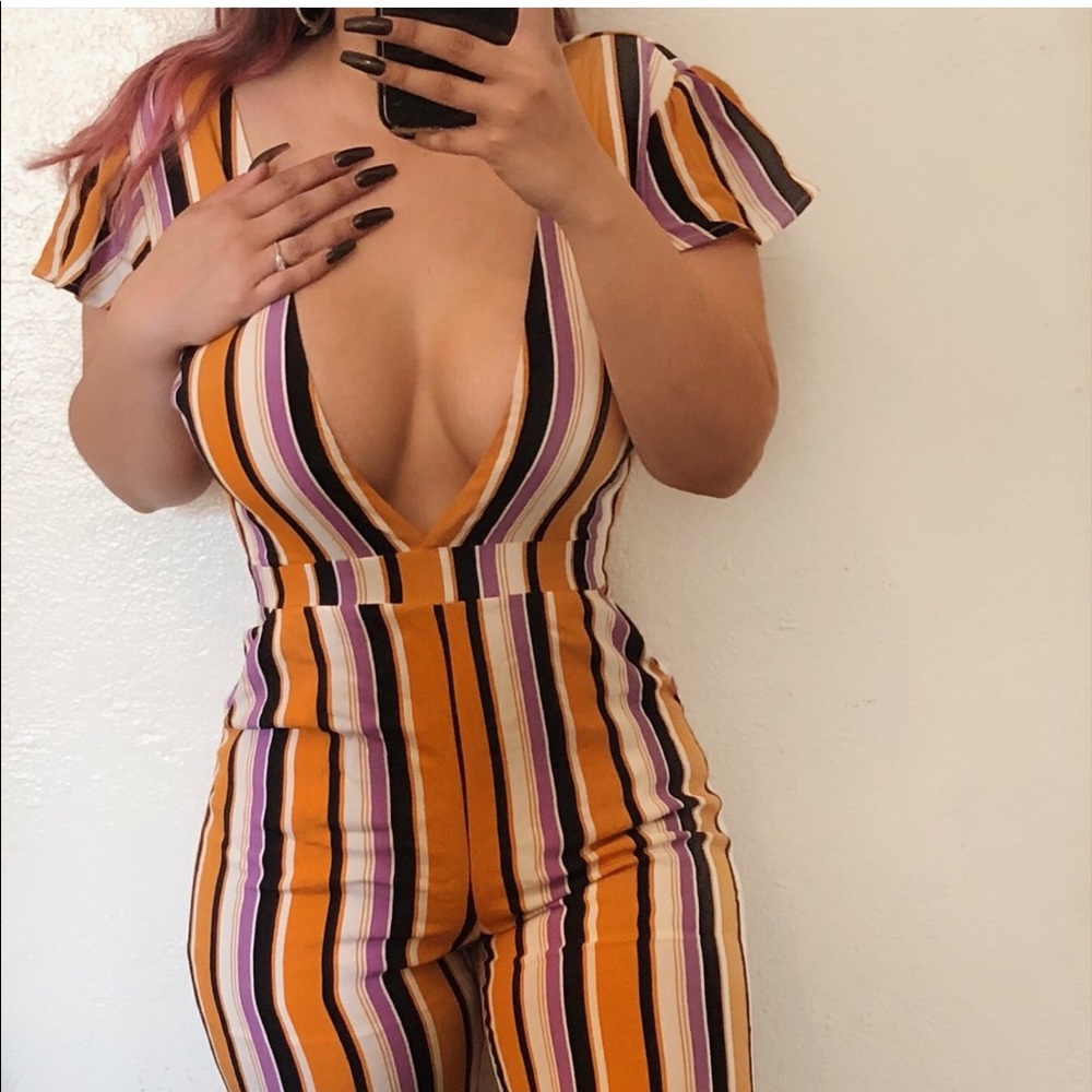 Honey Punch striped jumpsuit